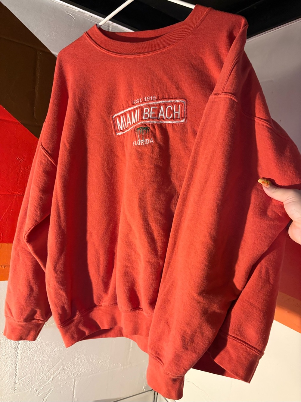 Gildan Miami Beach Embroidered Crewneck - Coral Red